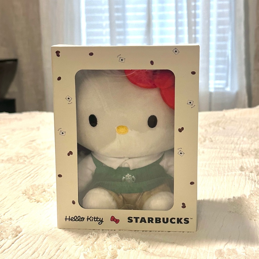 Starbucks Hello Kitty Plush with Red Bow and Green Apron